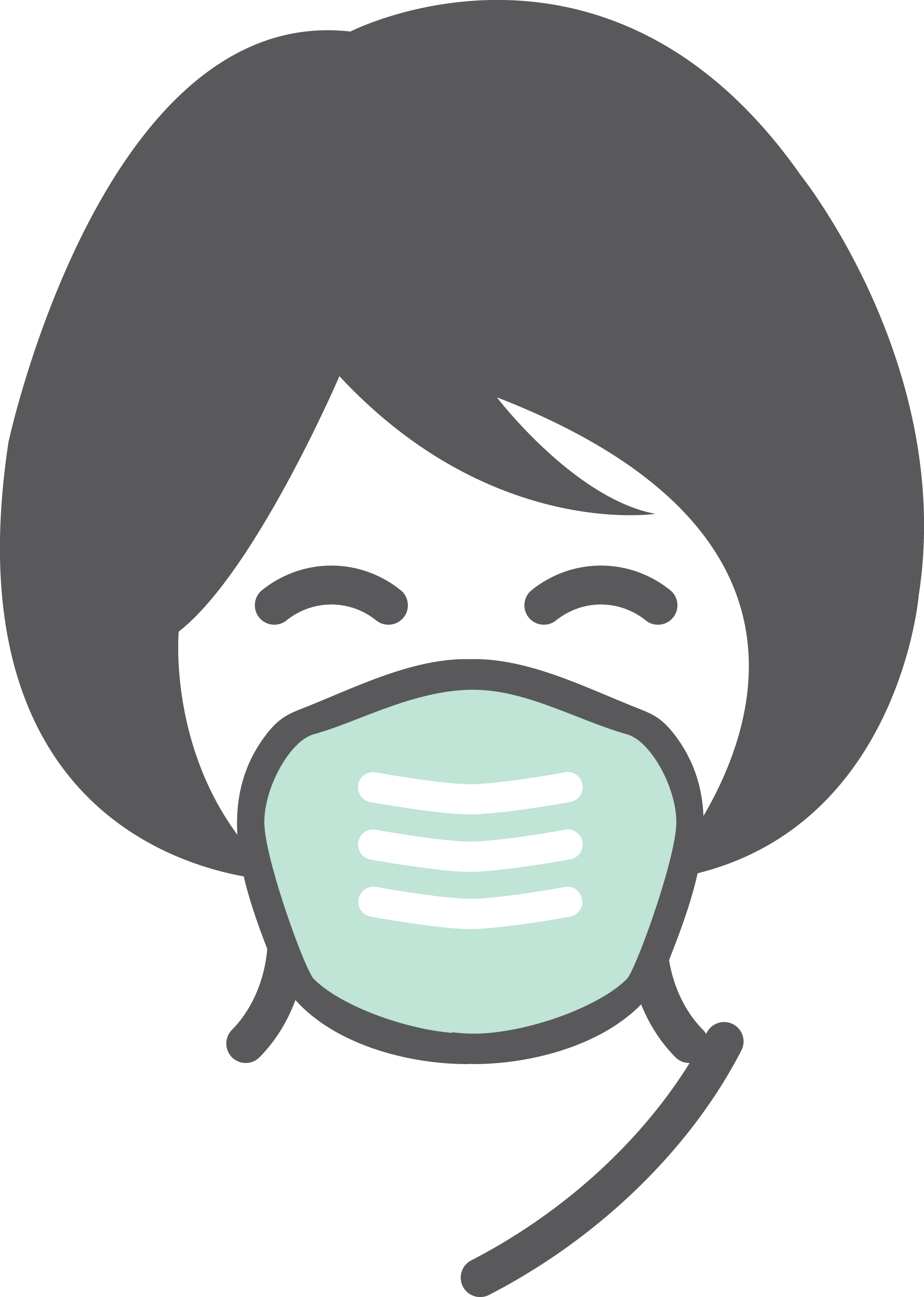 graphic of a woman wearing a face covering