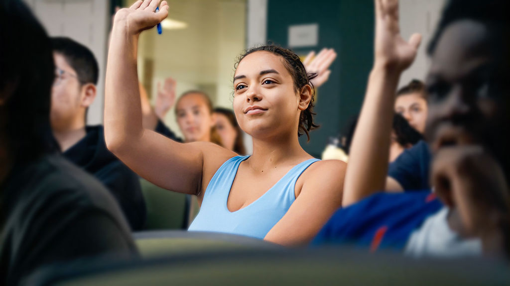 Student Raising hand in class