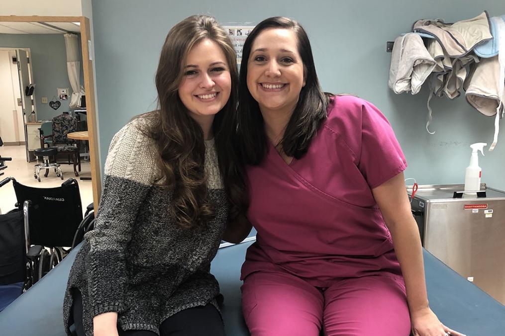 Lily Nelson '21, right, spent her January 2019 Field Period® at the Finger Lakes Center for Living. She's shown posing with her supervisor, Melanie Elardo, an occupational therapist at the center.