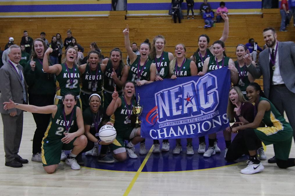 Keuka College student-athletes have found NEAC success this past year both athletically, as exemplified by the Women's Basketball Team (above) winning the NEAC championship game, and academically. 