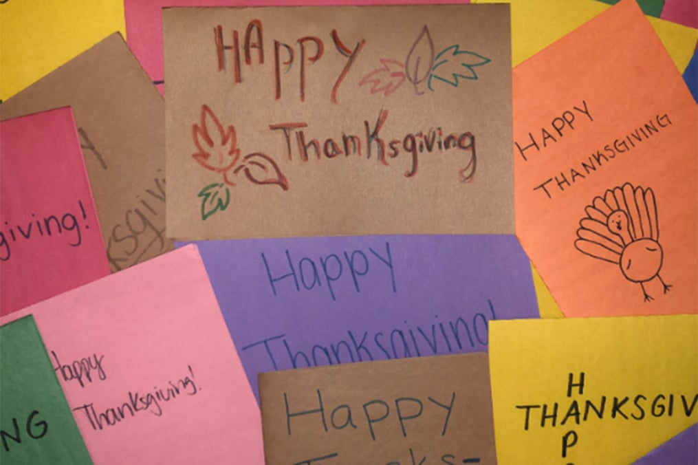 Some of the 55 cards created at the card-signing event 