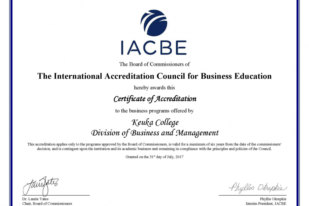 IACBE certificate