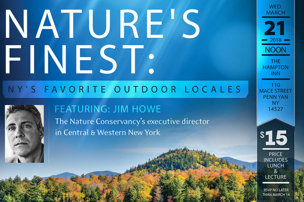 Event poster that says "Nature's Finest: NY's favorite outdoor locals featureing Jim Howe"