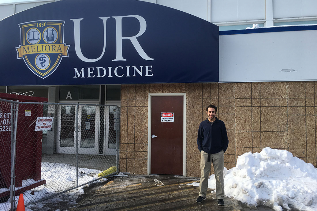 Jarred Freeman standing outside of UR Medicine