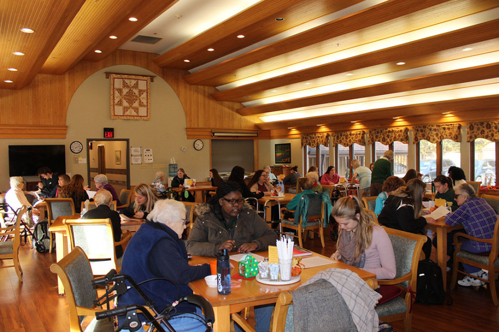 students interview residents at Clinton Crest Manor