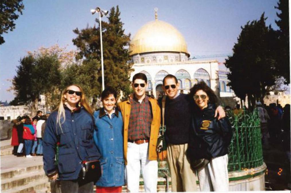 Dr. Diamond with his wife, children, and a friend, on a 1993 trip to Israel, outside the Dome of the Rock in Jerusalem. 