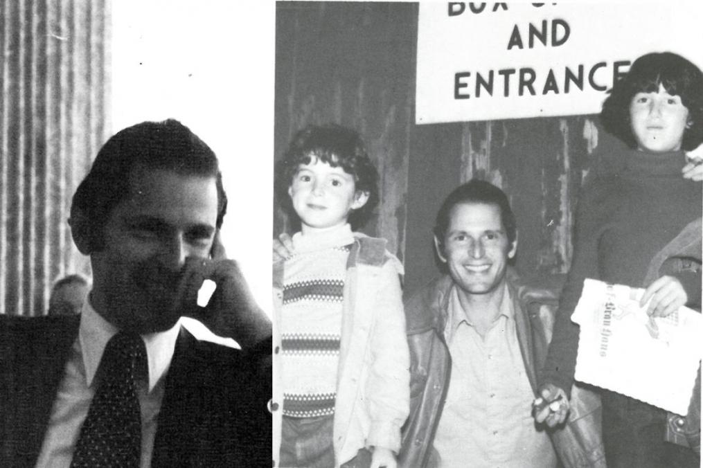 Dr. Diamond in 1978 (left) and 1979 (right), on campus with his children, Matthew, left and Meredith, right. 
