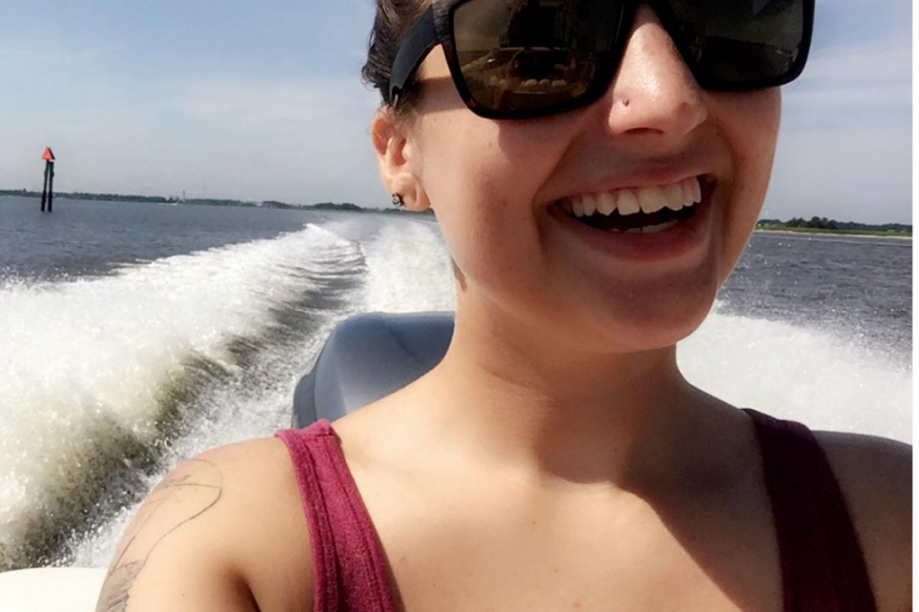 Cheyenne Snyder on a boat smiling