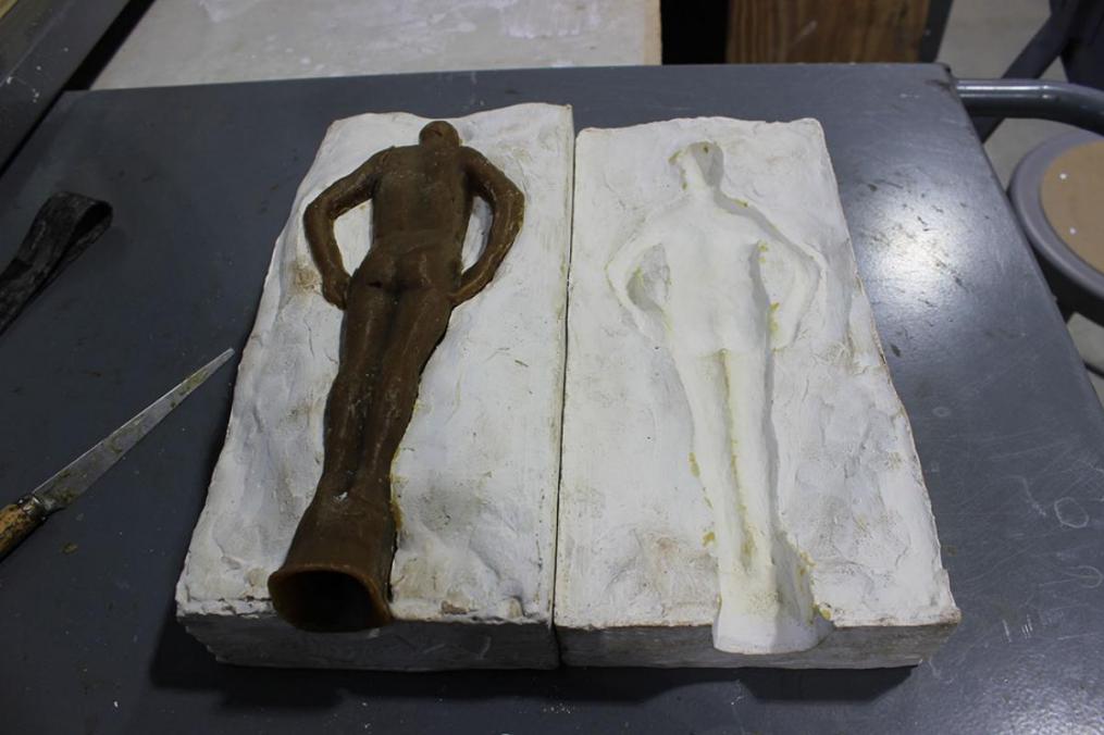 Sculptor Dexter Benedict begins his creations with a wax mold
