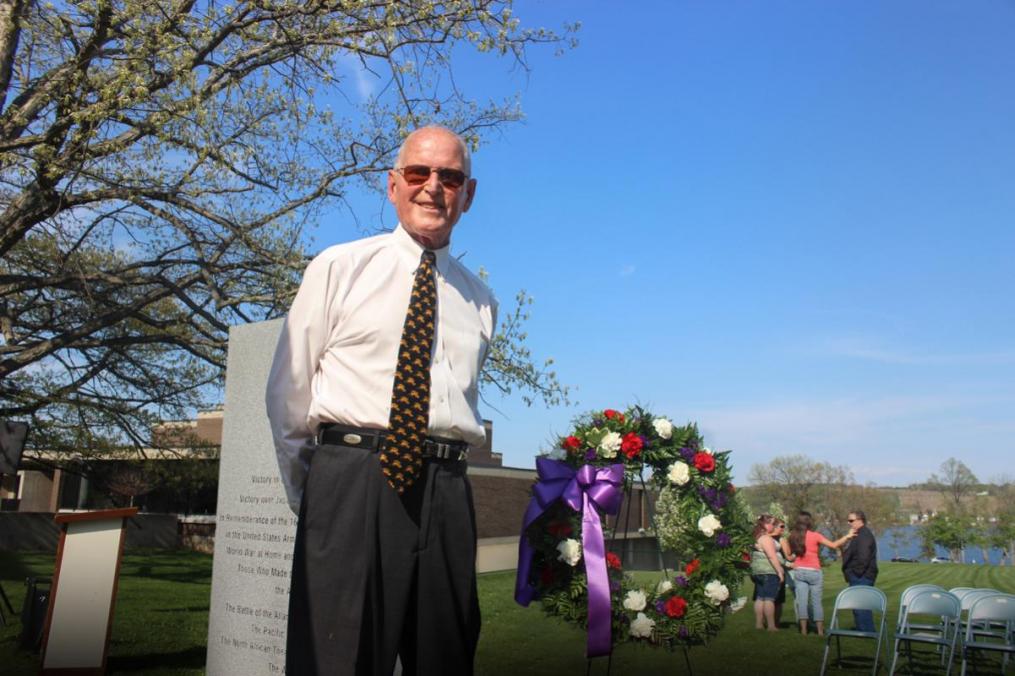 Dr. Diamond was instrumental in the installation of the WWII monument at the College. 