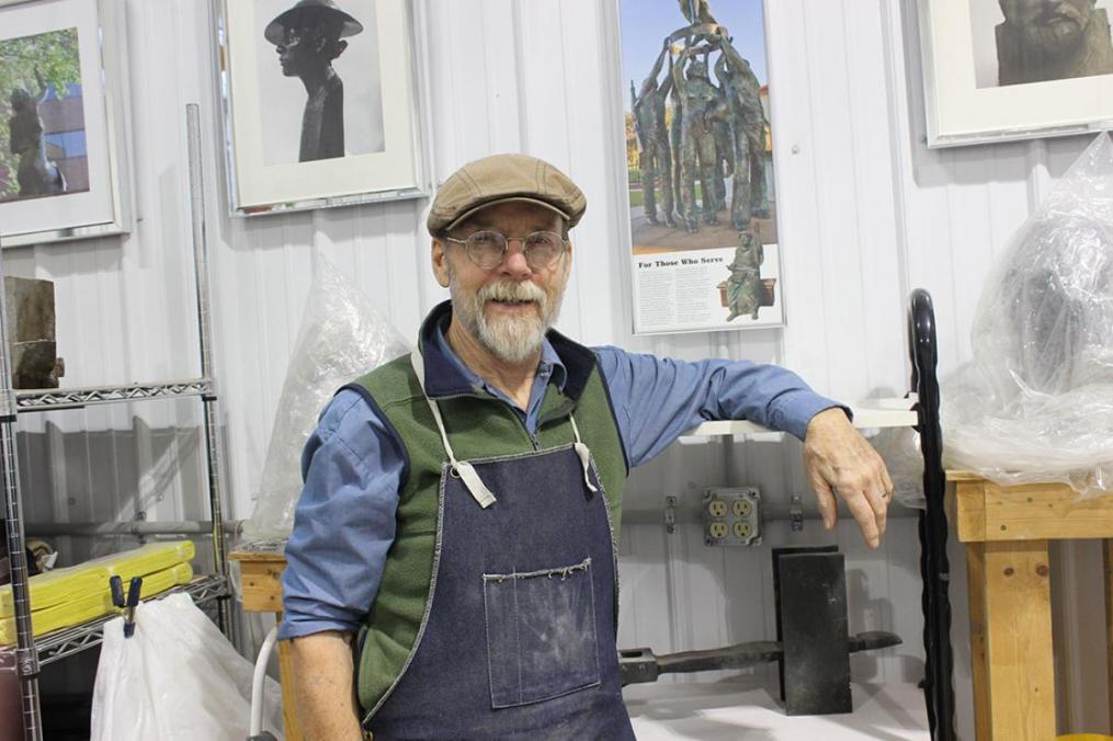 Sculptor Dexter Benedict in his new studio space at Fire Works Foundry.