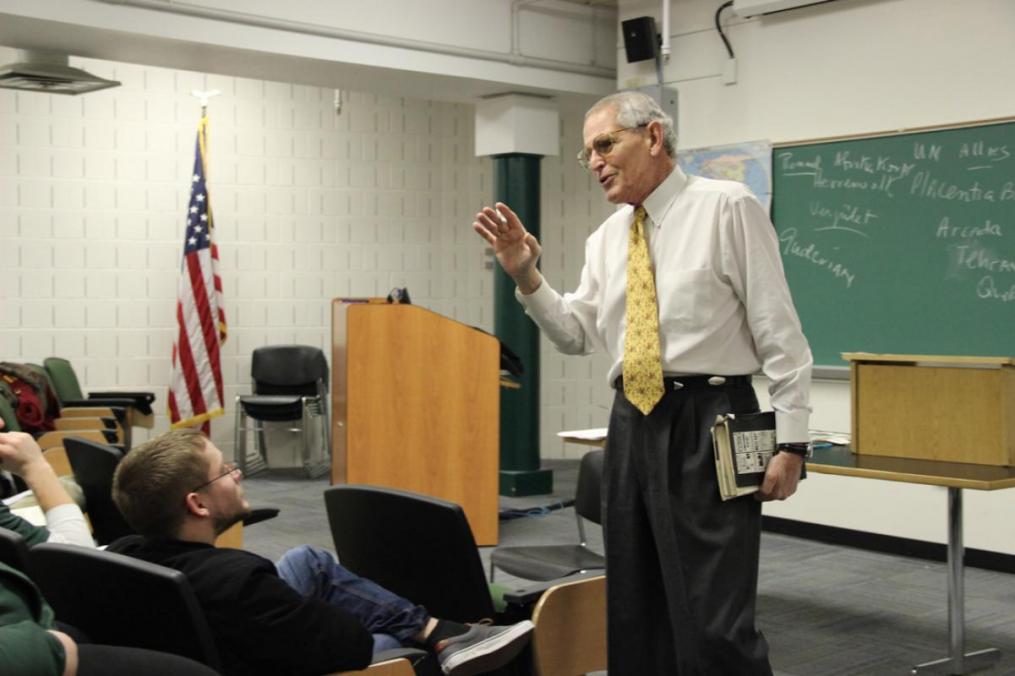 Dr. Diamond enjoys dialogue with students throughout the class. 