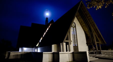 Norton Chapel front view at night