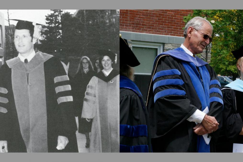 THEN & NOW: Dr. Diamond at annual Commencement Exercises.