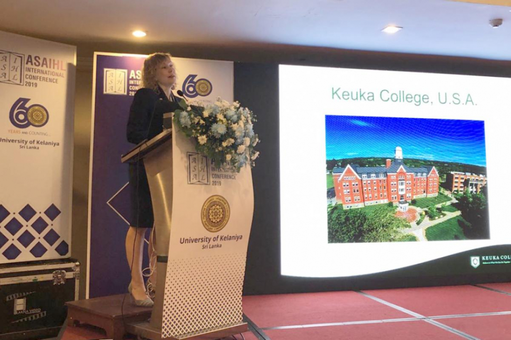 Amy Storey gives the Plenary Presentation at the winter meeting in Sri Lanka