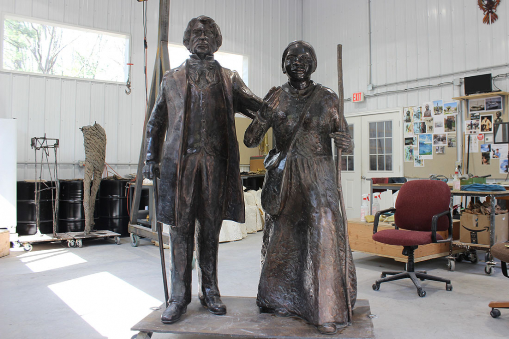 Professor Emeritus Dexter Benedict, sculpted life-sized statues of William Seward (l) and Harriet Tubman. They will be installed at the Schenectady County Public Library in Schenectady, N.Y. 