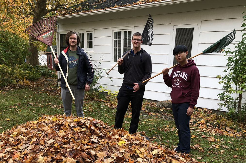These Keuka College students, helping out at Sunny Point, part of the Arts Center of Yates County, were among the 44 members of the College community participating in Make a Difference Day. 