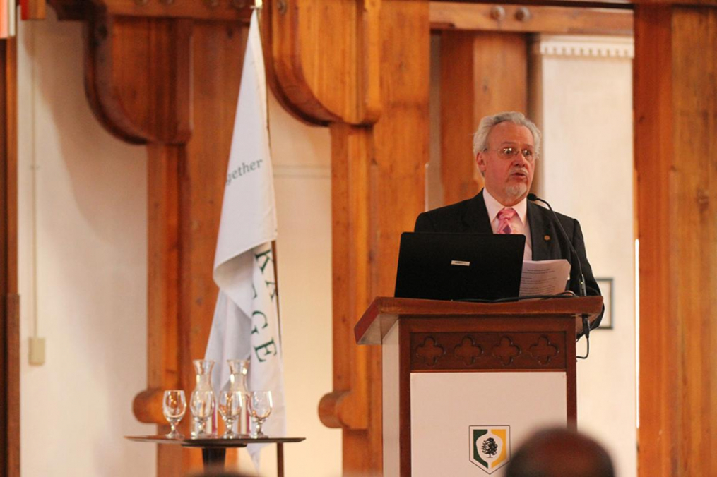 College President Dr. Jorge L. Díaz-Herrera speaks to the audience at the 30th annual Carl and Fanny Fribolin Lecture.