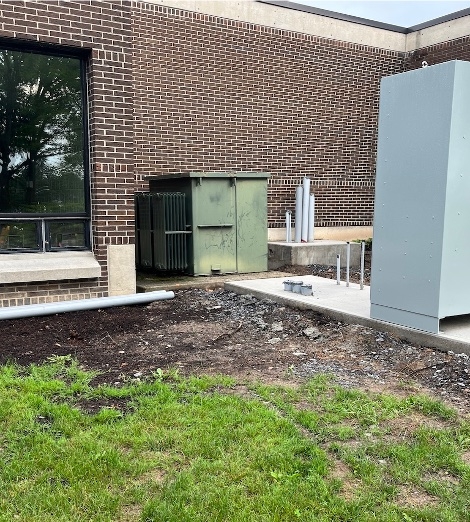 Installation site area behind Dahlstrom Hall for new emergency generator