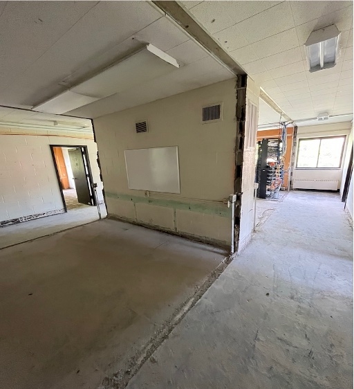 Demolished common area in Saunders Hall